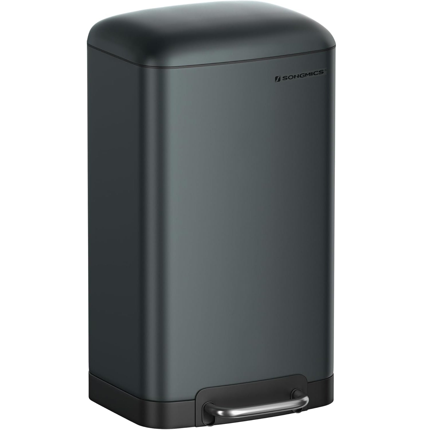 SONGMICS Cos de gunoi 34x25x61 cm, 30L, cu pedala, capac soft-close si galeata detasabila, verde-gri