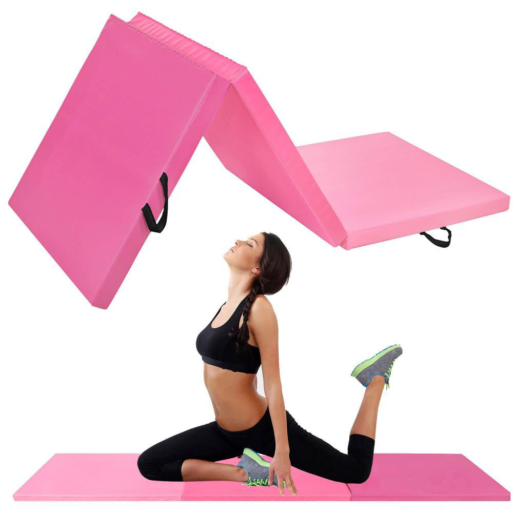 Saltea fitness groasa pentru antrenamente gimnastica, pliabila, 180x60x5,5cm, roz