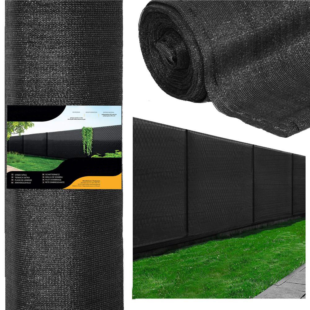 Plasa umbrire si intimitate pentru gard, 1.5m latime, 10m lungime, 140g densitate, negru