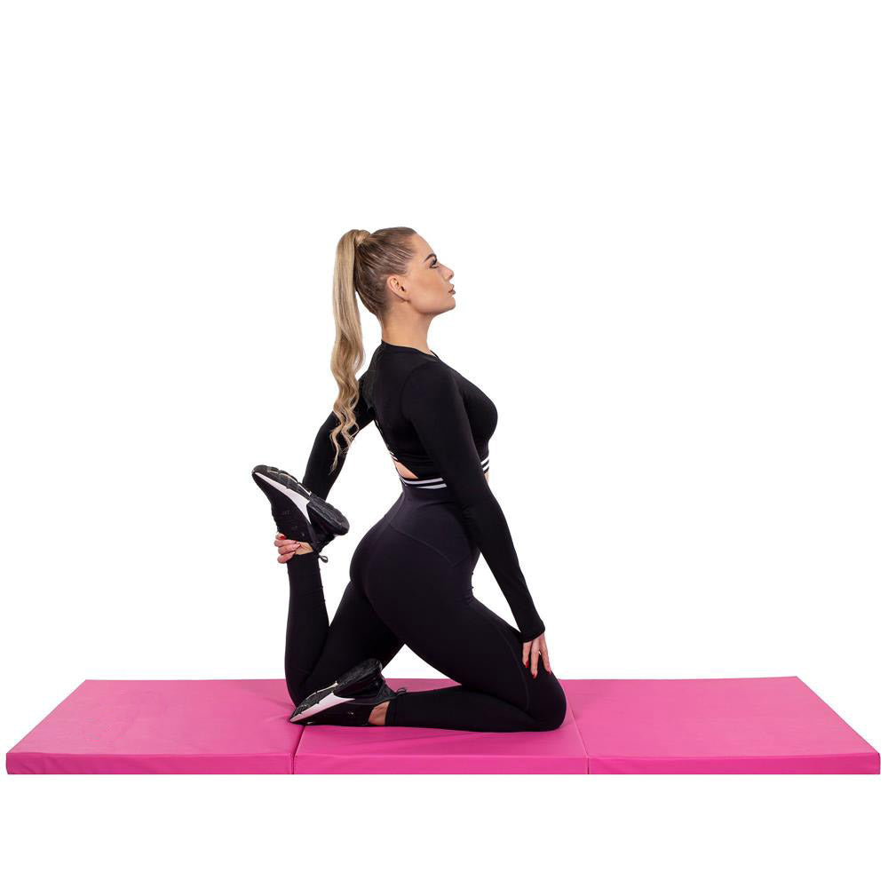 Saltea fitness groasa pentru antrenamente gimnastica, pliabila, 180x60x5cm, roz