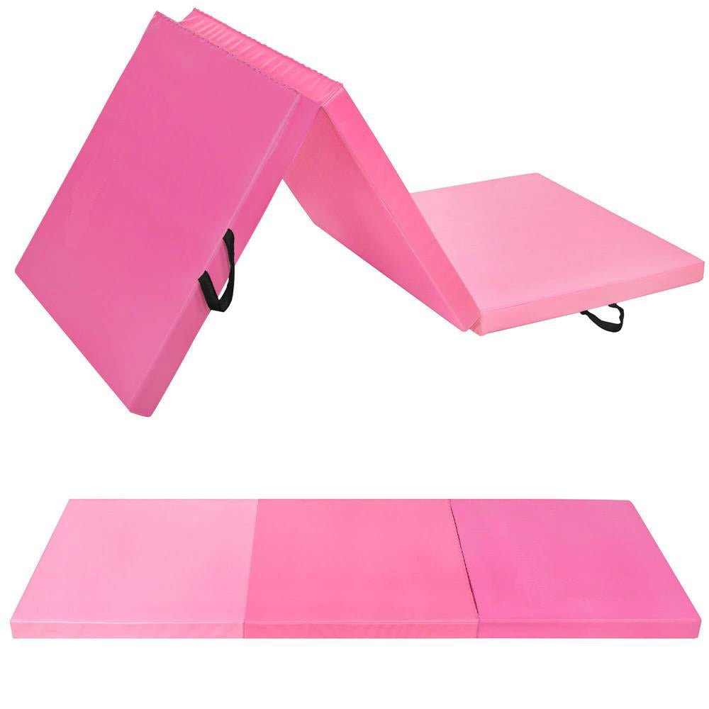 Saltea fitness groasa pentru antrenamente gimnastica, pliabila, 180x60x5,5cm, roz