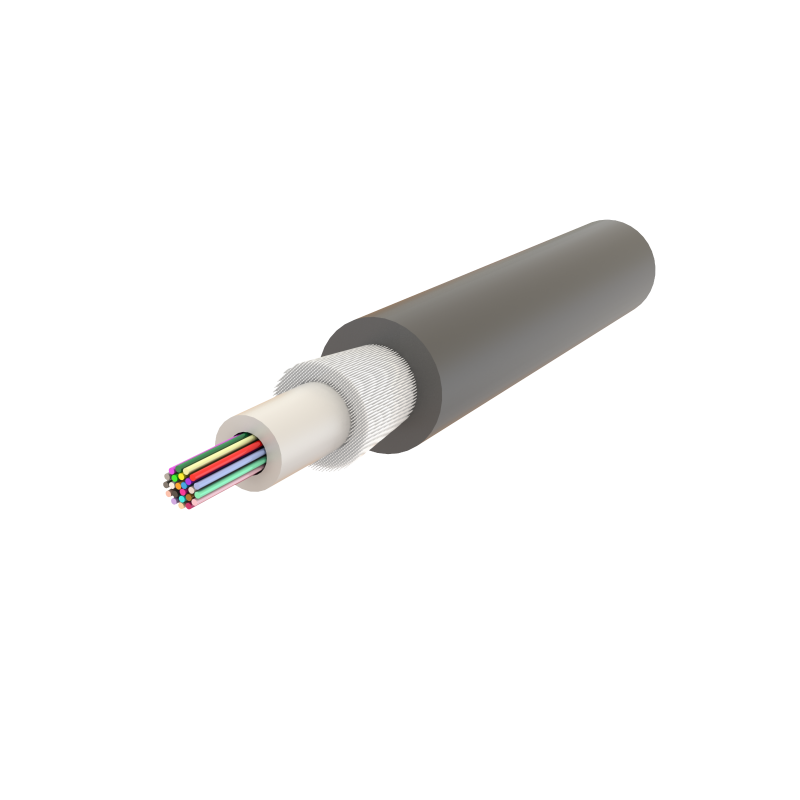 Cablu fibra optica 12 fibre, SM OS2, 1200N, LSZH, intarziere la flacara, in gel, protectie UV, apa, rozatoare, int/ext - SAMM "012F-U-D1Q(ZN-GY)BH-1x12-2D-1.2kN"