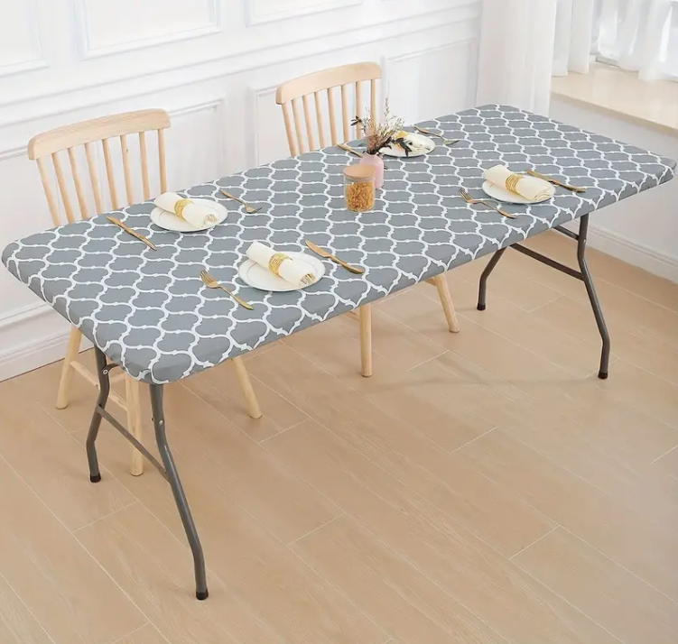 Masa dreptunghiulara pliabila multifunctionala, cu protectie fata de masa, 180x74x74cm, alba