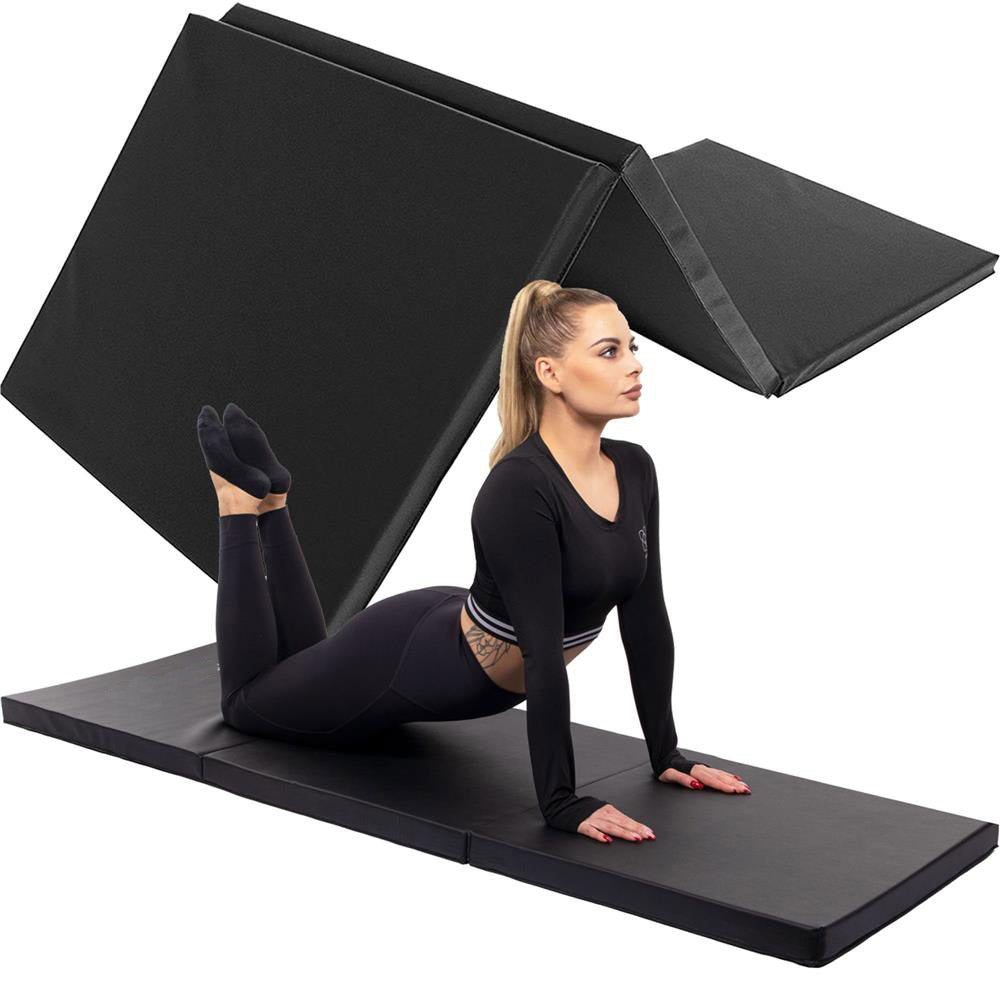 Saltea fitness groasa pentru antrenamente gimnastica, pliabila, PVC, 180x60x5cm, negru