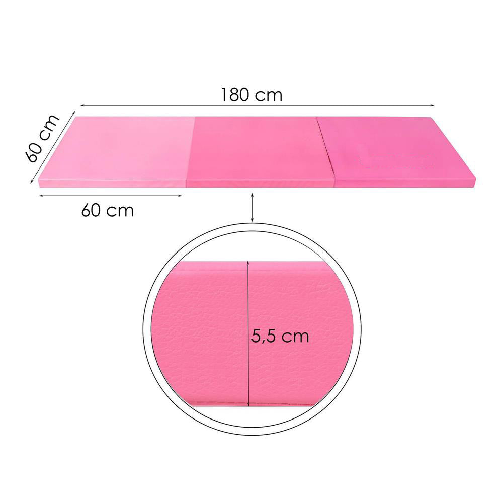 Saltea fitness groasa pentru antrenamente gimnastica, pliabila, 180x60x5,5cm, roz