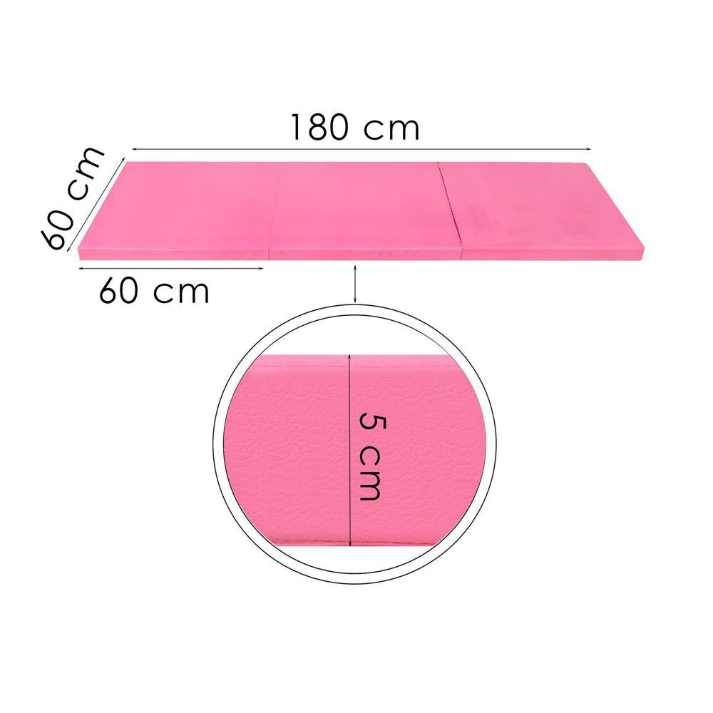Saltea fitness groasa pentru antrenamente gimnastica, pliabila, 180x60x5cm, roz