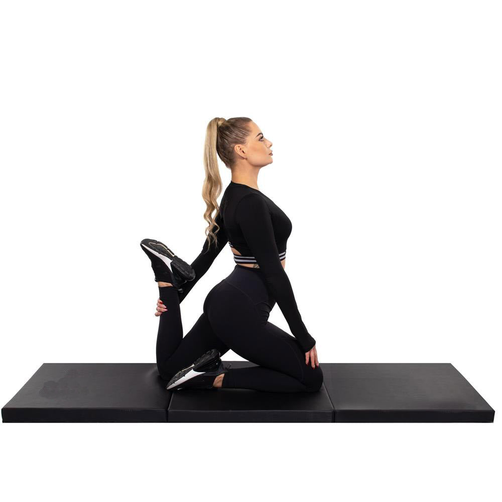 Saltea fitness groasa pentru antrenamente gimnastica, pliabila, PVC, 180x60x5cm, negru