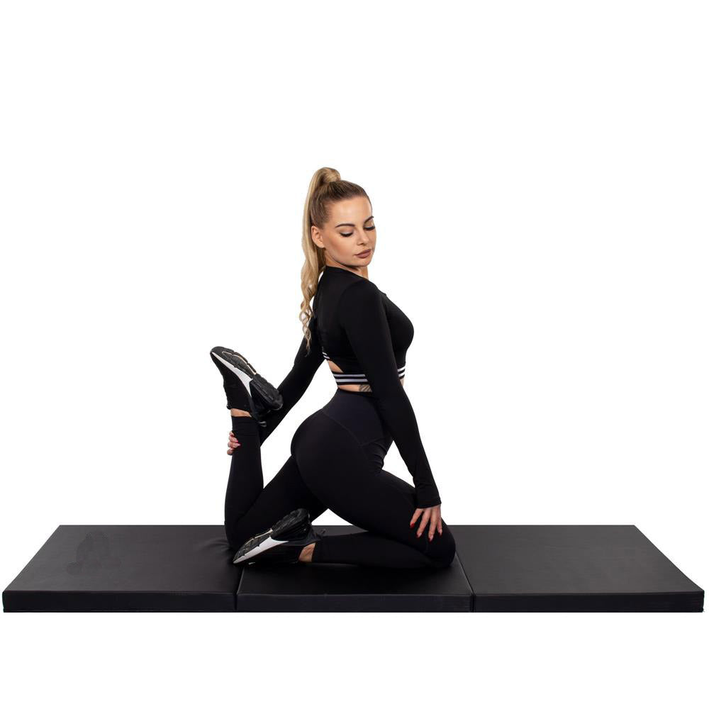 Saltea fitness groasa pentru antrenamente gimnastica, pliabila, 180x60x5cm, negru