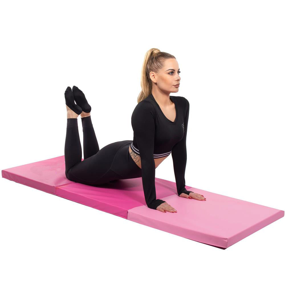 Saltea fitness groasa pentru antrenamente gimnastica, pliabila, 180x60x5,5cm, roz
