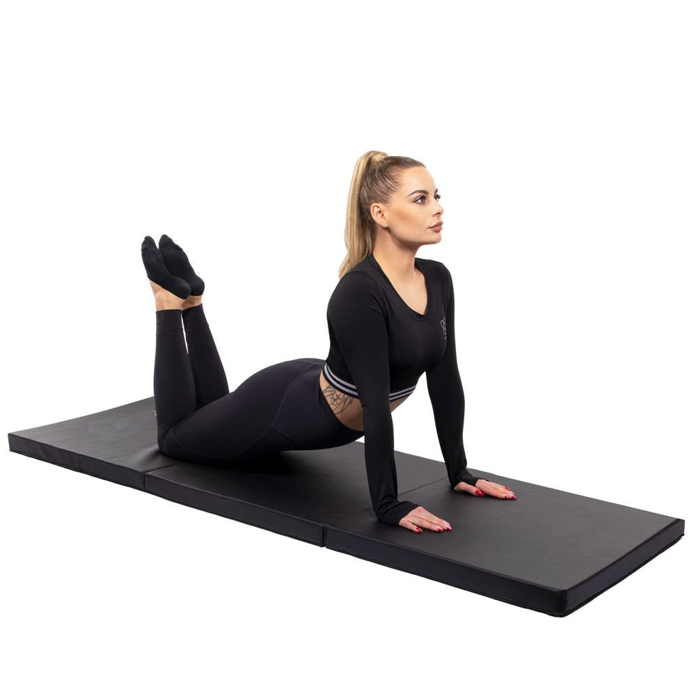 Saltea fitness groasa pentru antrenamente gimnastica, pliabila, PVC, 180x60x5cm, negru