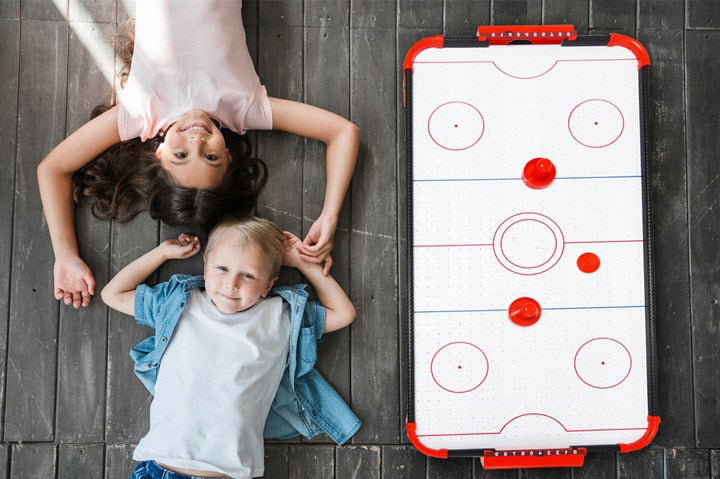 Joc de masa Air Hockey, pentru copii, 2 pucuri si 2 crose, 85x42x23cm