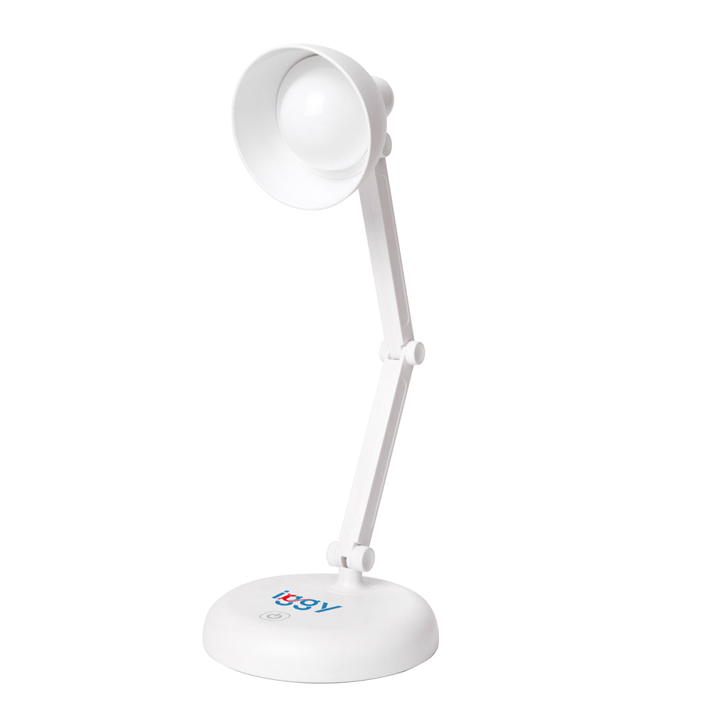 LAMPA BIROU LED Iggy,100 lumen,3 trepte intens lum,buton tactil on/off,mat ABS,conec: cablu USB inclus/3 baterii AA (neincluse),durata viata bec LED 50000h,alb "IGDL-LED-LAMP"