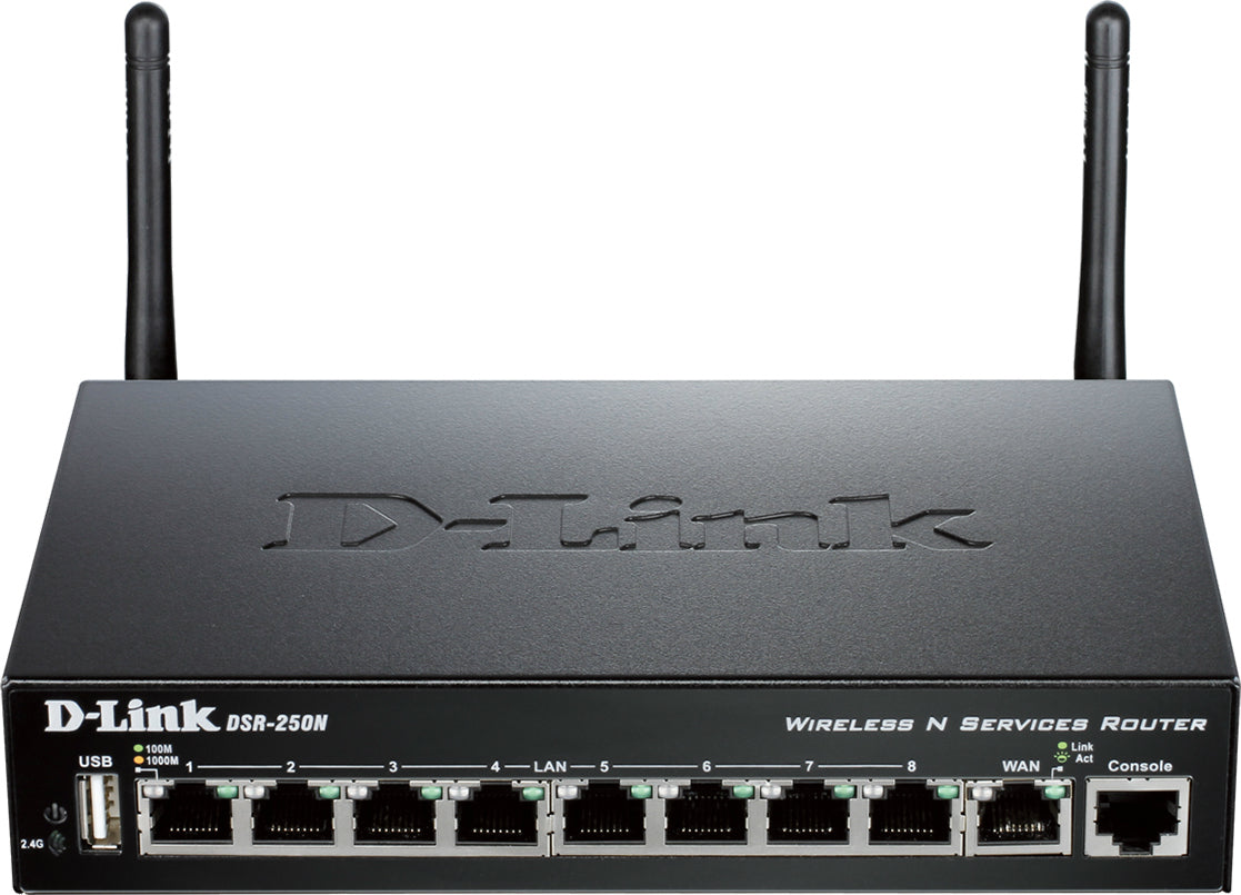 ROUTER D-Link wireless. N VPN, 8 porturi Gigabit, 2 antene externe, 45Mbps Firewa60, 35Mbps VPN, 20.000 sesiuni concurente, 25 VPN tunnels 