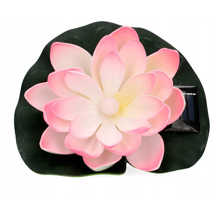 Lampa solara LED de gradina, plutitoare pe apa, floare de nufar roz, 18x18x6cm