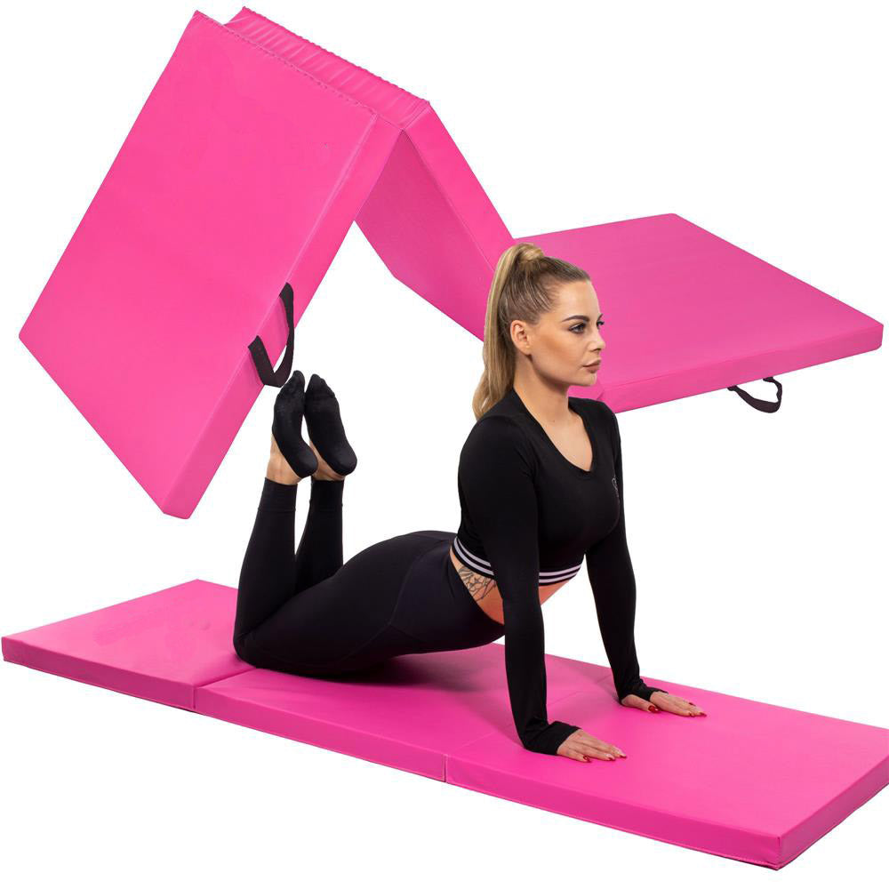 Saltea fitness groasa pentru antrenamente gimnastica, pliabila, 180x60x5cm, roz