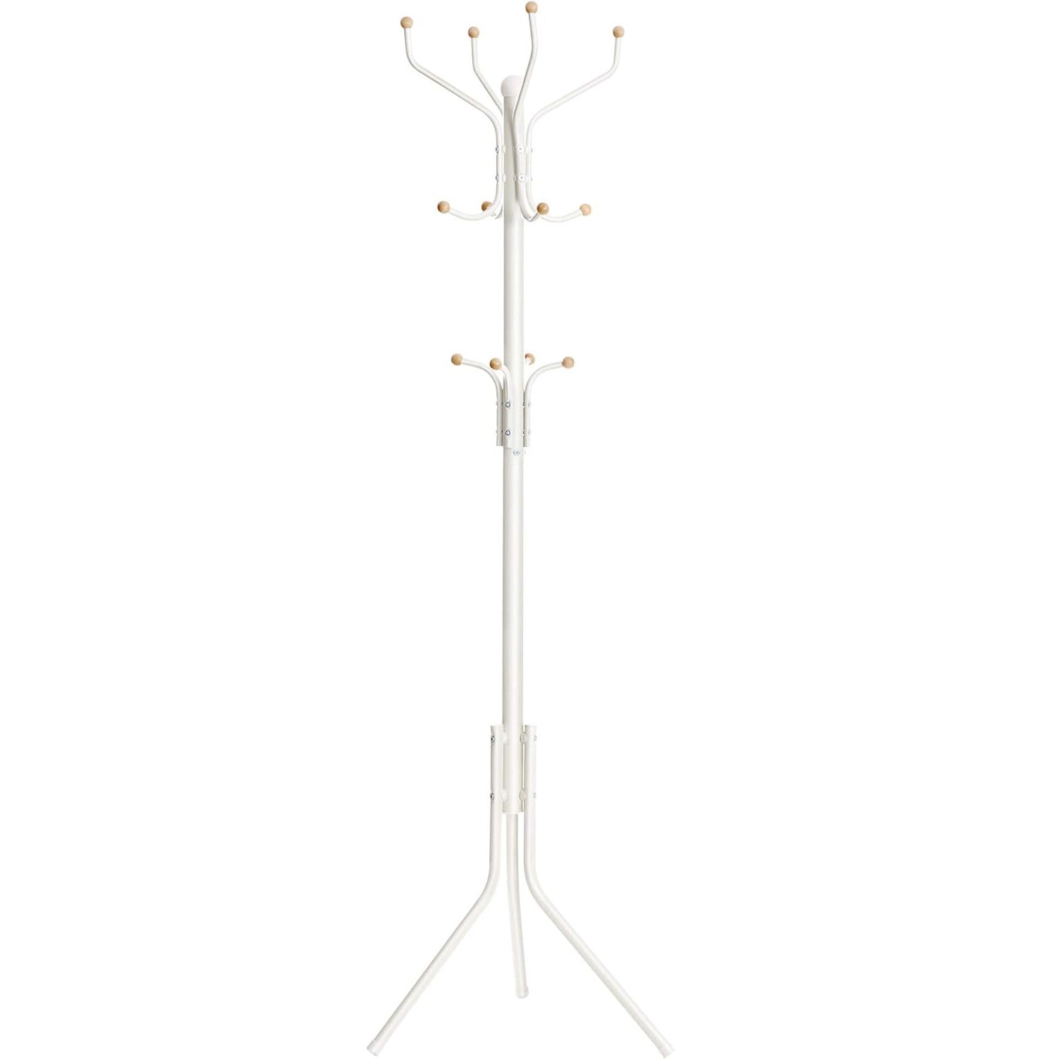 SONGMICS Cuier pentru haine cu 12 carlige pe 3 nivele, metalic, inaltime 182 cm, alb crem