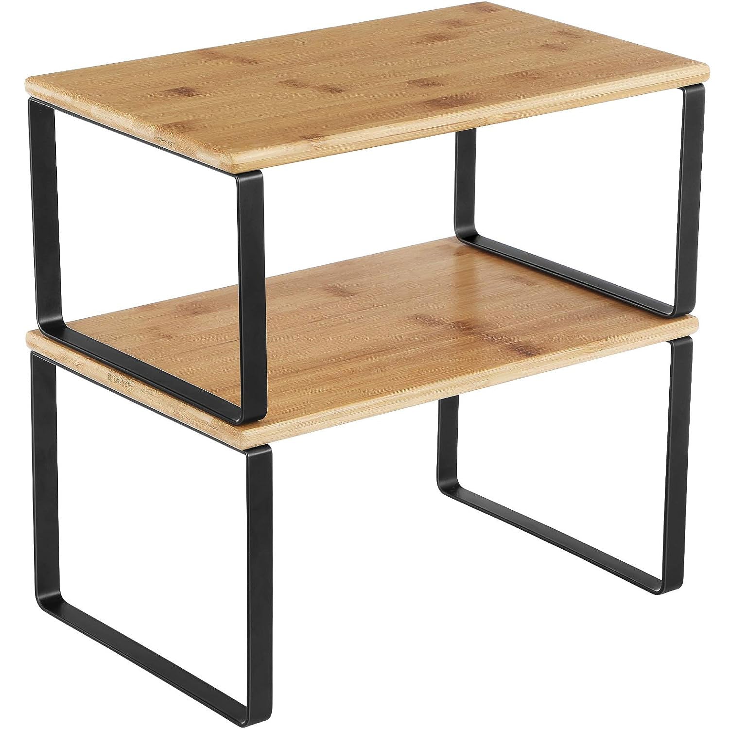 Set 2 rafturi de bucatarie suprapozabile, pentru ustensile sau condimente, 20x30x16cm, natur si negru