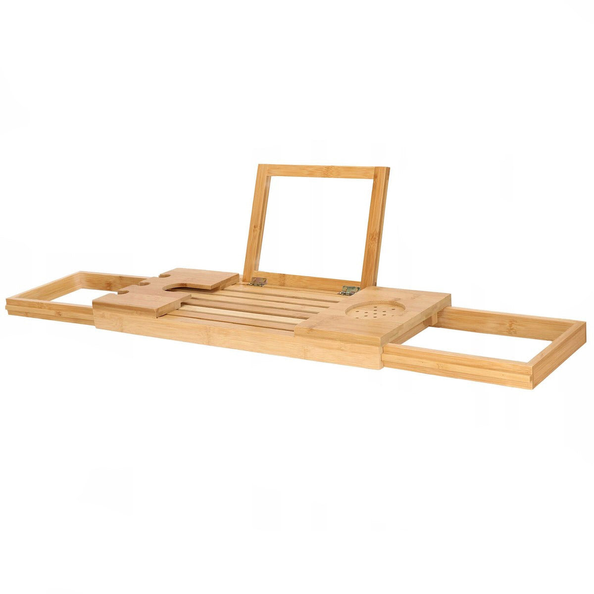 Raft cu tava pentru cada din bambus natural Sersimo 1023, extensibila, 50-93x15cm