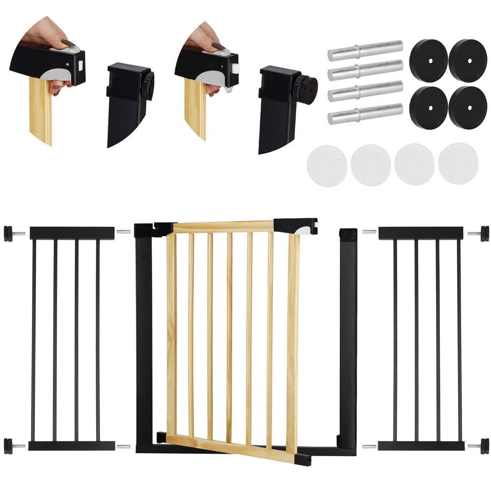 Poarta de siguranta Safety Gate pentru scari, ajustabila, din lemn cu structura otel, 131-138cm, negru maro - 2