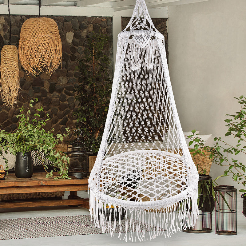(DL) Scaun rotund,tip leagan suspendat, model cuib, 80x140cm, maxim 120kg, bej - 2