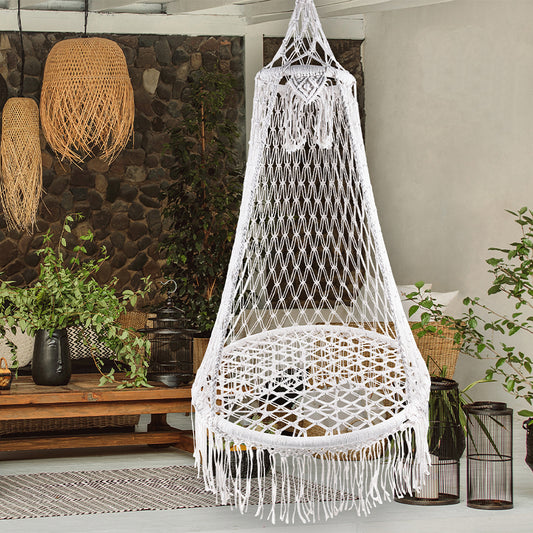 (DL) Scaun rotund,tip leagan suspendat, model cuib, 80x140cm, maxim 120kg, bej - 2