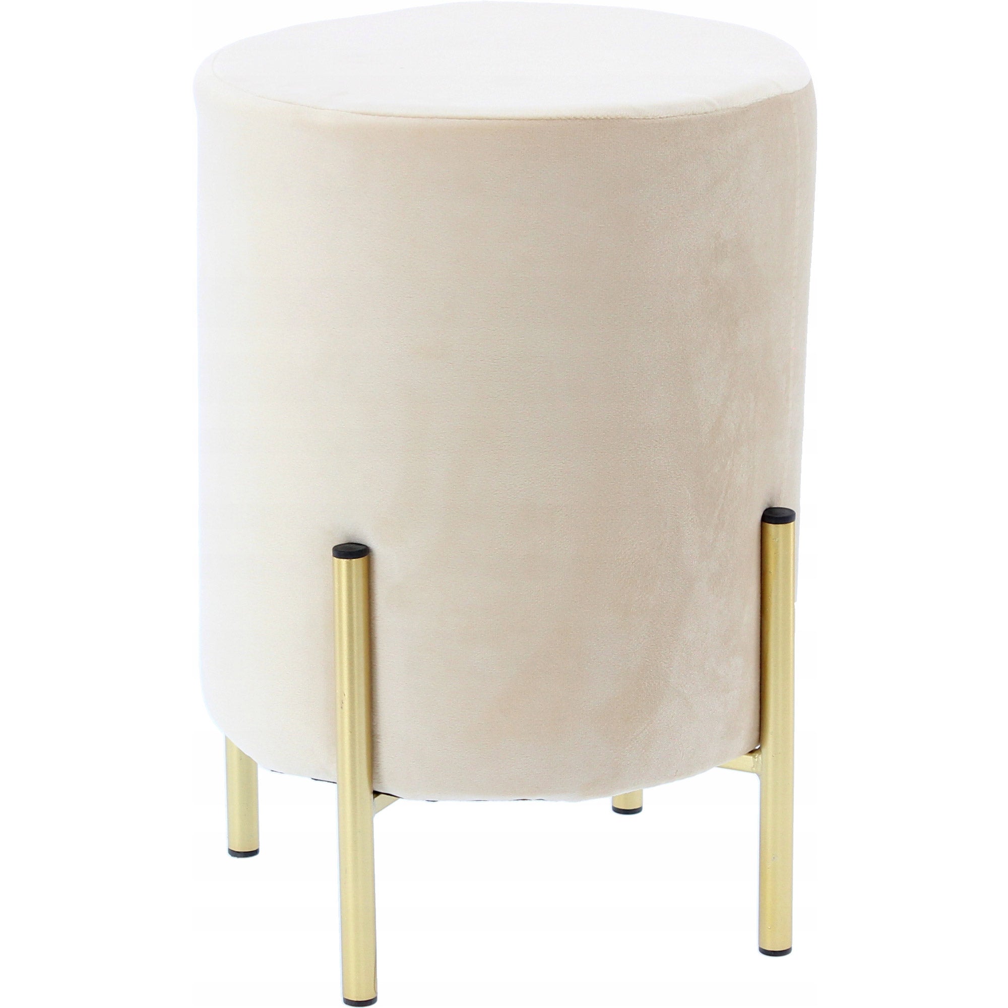Taburet rotund, tapitat cu stofa, picioare otel, sarcina 100kg, 28x42cm, crem