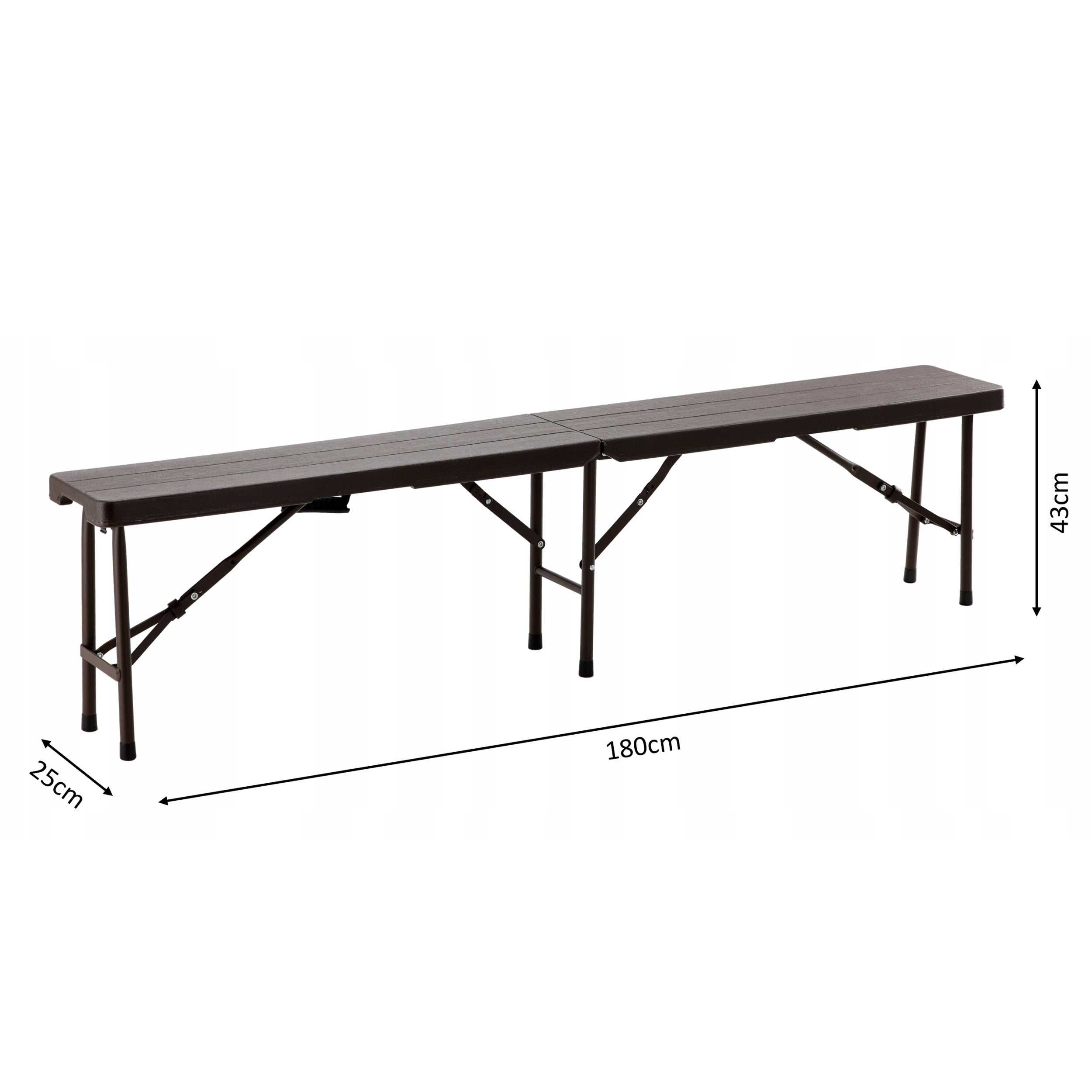 Banca pliabila pentru gradina sau catering, HDPDE, 180x25x43cm, maro