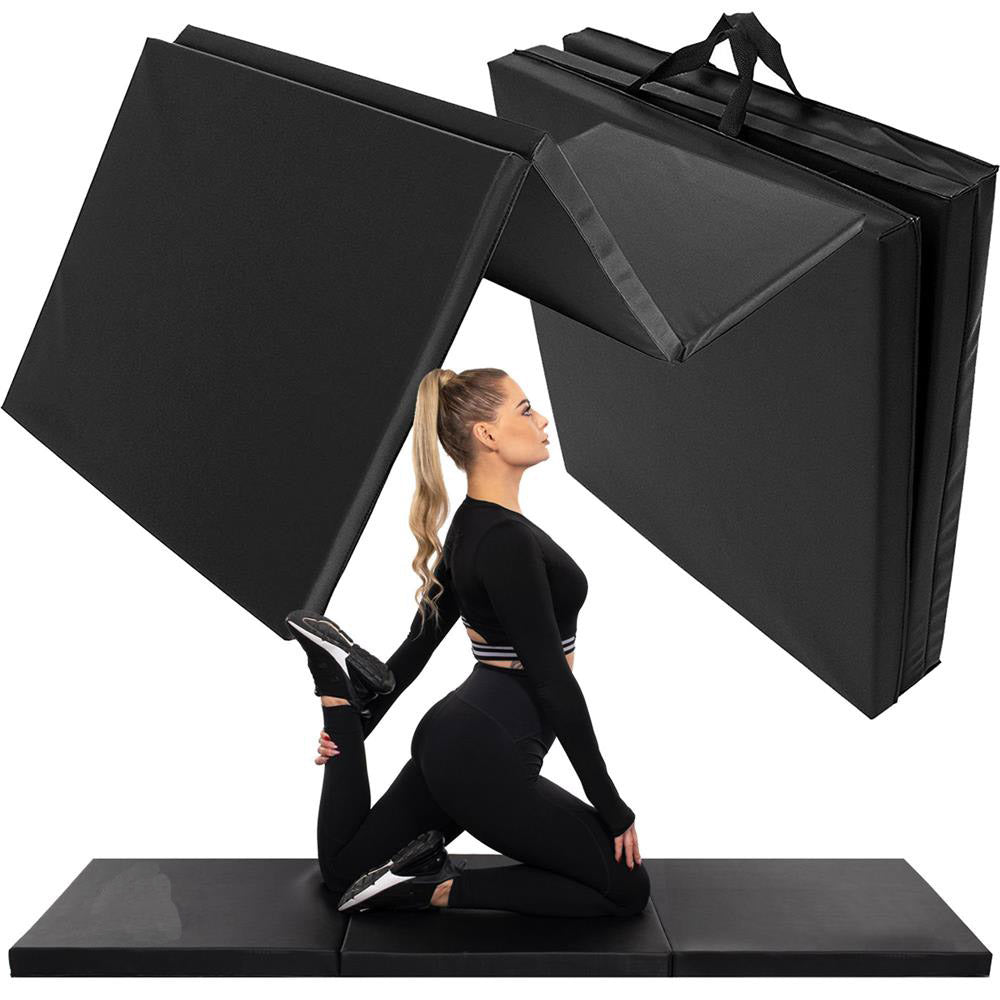Saltea fitness groasa pentru antrenamente gimnastica, pliabila, PVC, 180x60x5cm, negru