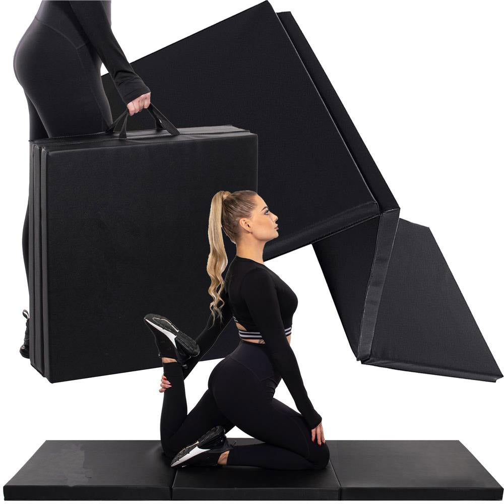 Saltea fitness groasa pentru antrenamente gimnastica, pliabila, 180x60x5cm, negru