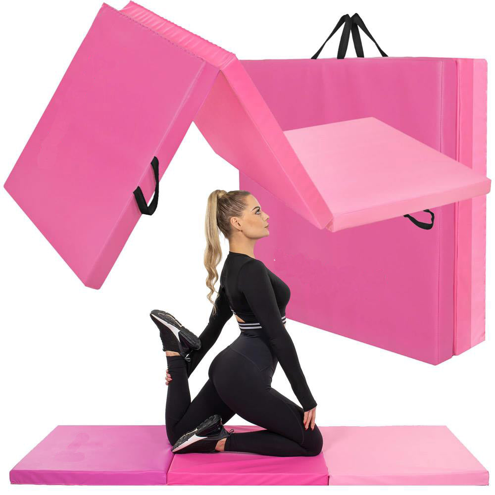 Saltea fitness groasa pentru antrenamente gimnastica, pliabila, 180x60x5,5cm, roz