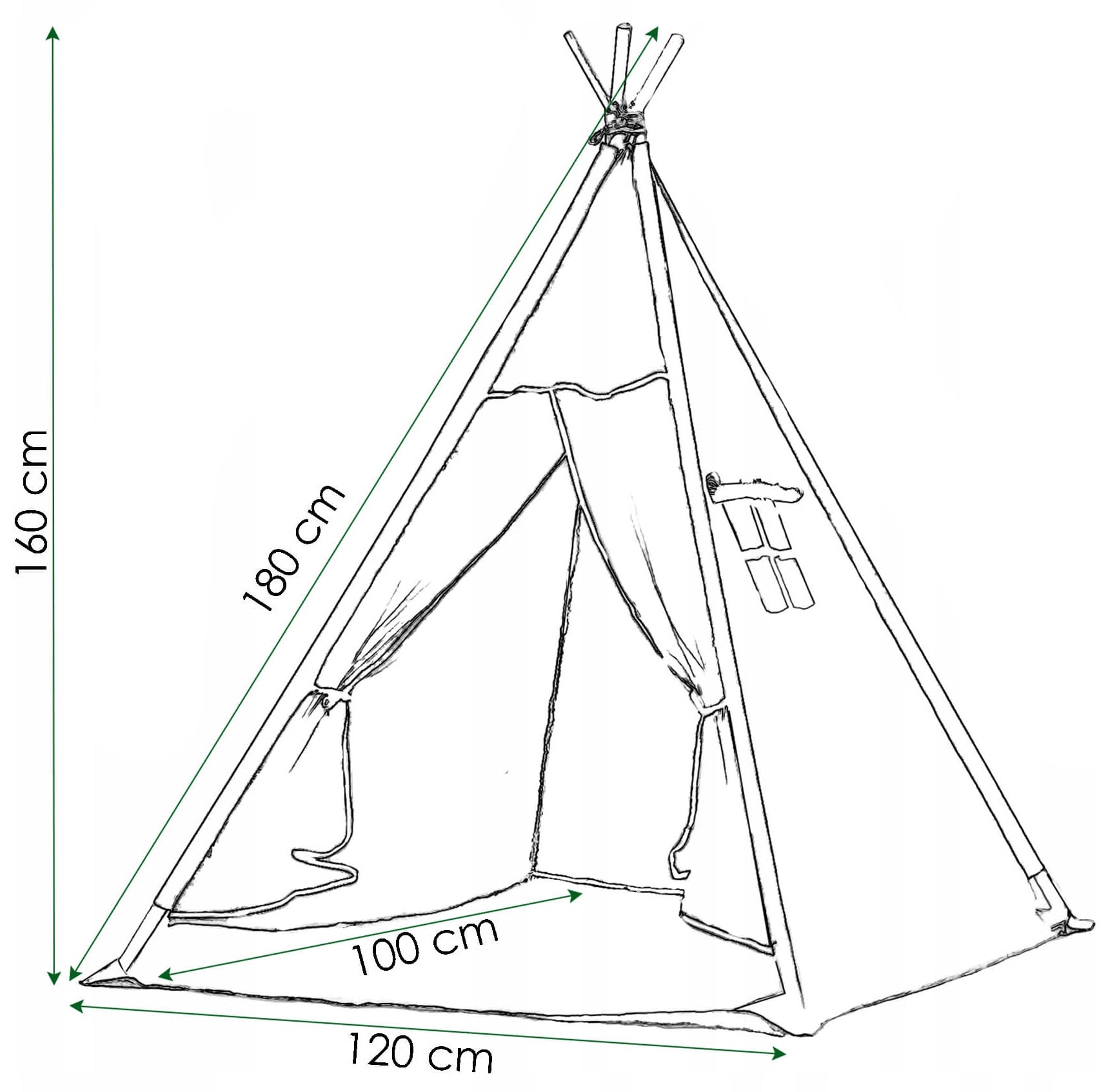 Cort copii Sersimo stil indian Teepee Tent cu fereastra, covoras gros si 2 perne, alb albastru