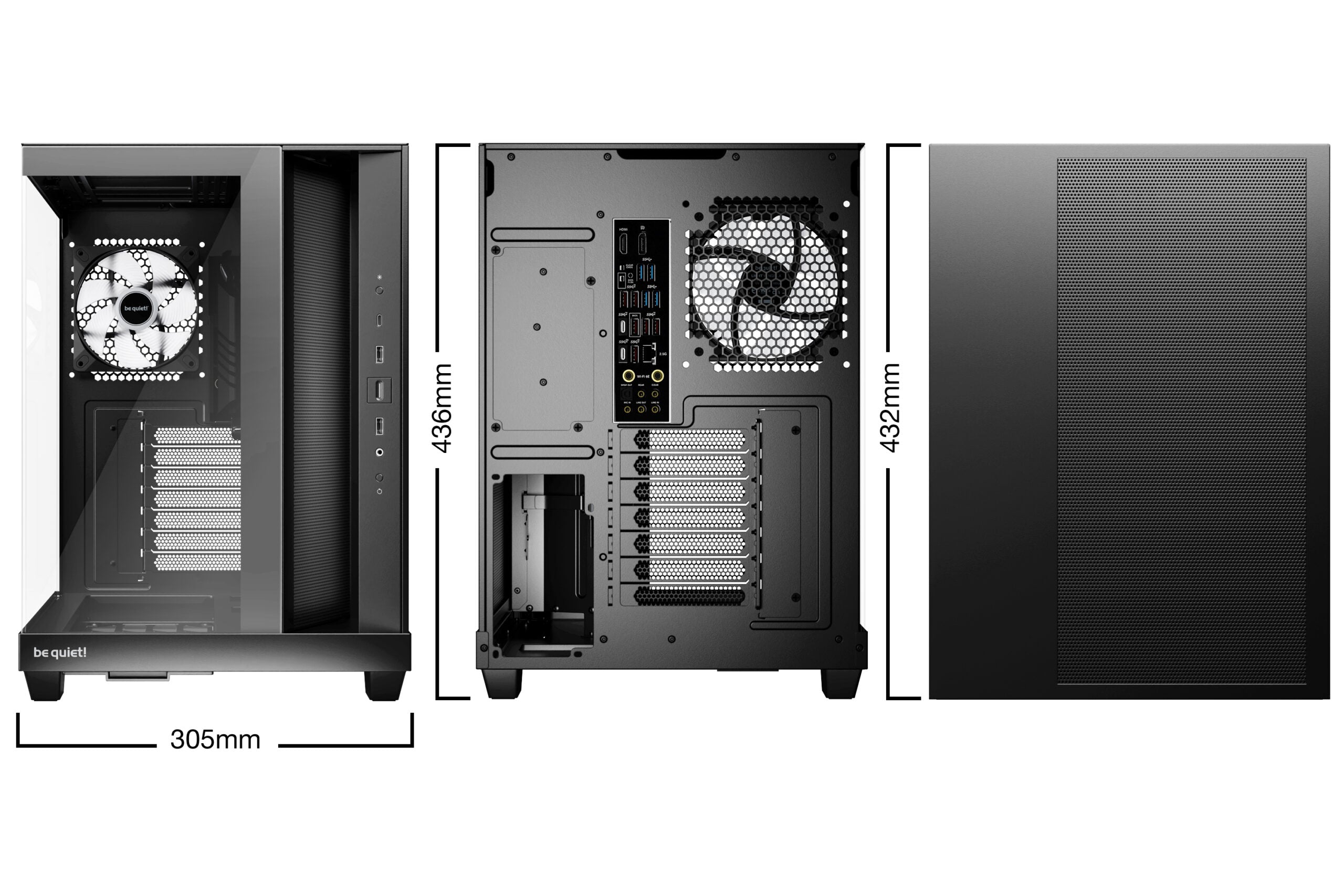 CARCASA be quiet "Light Base 500 LX Black", middle tower, gaming, fara sursa, suporta 10xfan, 4xfan inclus, , USB Type-C x 1, USBx2, audio+mic, 7 sloturi expansiune, negru, "BGW85"