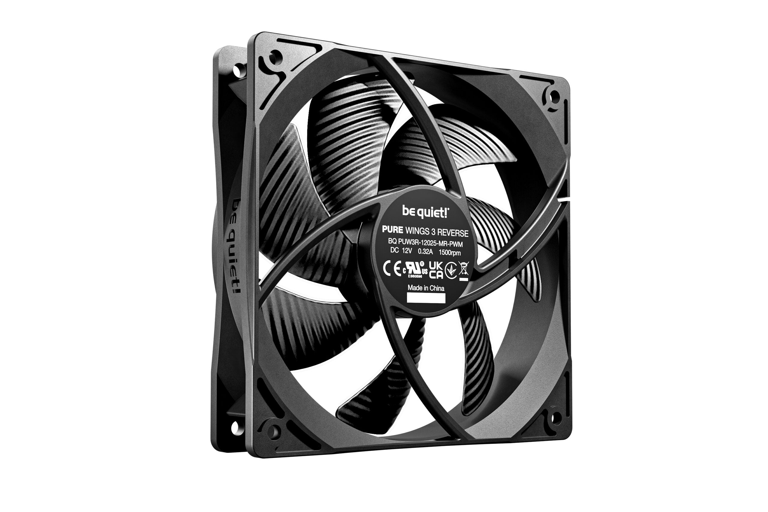 Set 3 ventilatoare be quiet "PURE WINGS 3 reverse", 120mm, 1500 RPM max, Rifle Bearing, 80 cfm, 4pin PWM, negru, "BL137" -