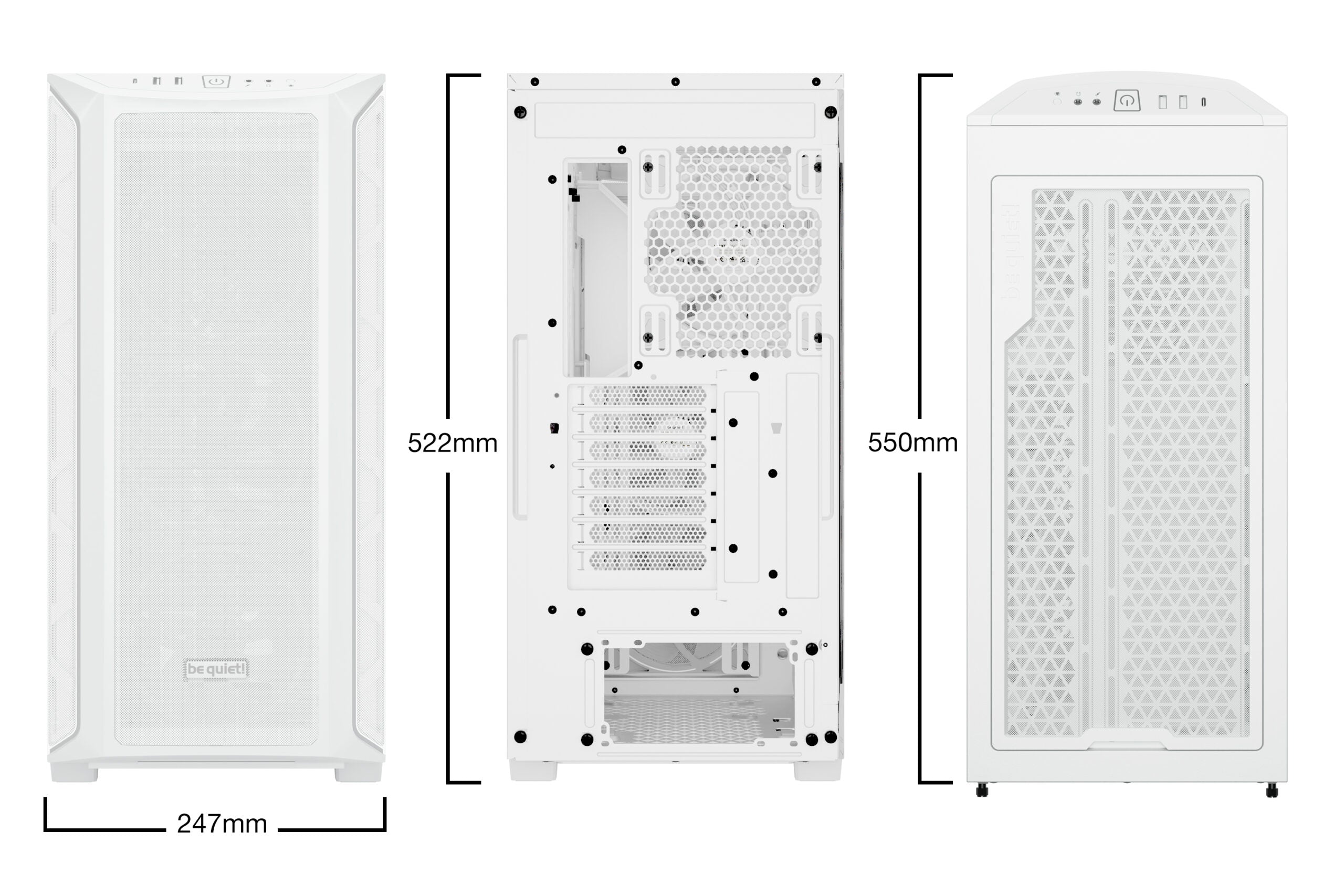 CARCASA be quiet "Shadow Base 800 FX", middle tower, gaming, fara sursa, PSU shroud, 7 sloturi expansiune, alb, "BGW64"