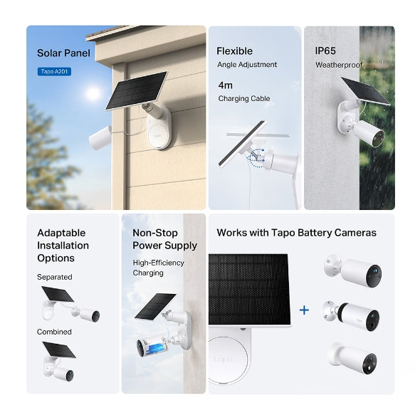 PANOU SOLAR TP-Link, pentru camerele IP Tapo cu acumulator, putere 2.5W, IP 65, "Tapo A201"