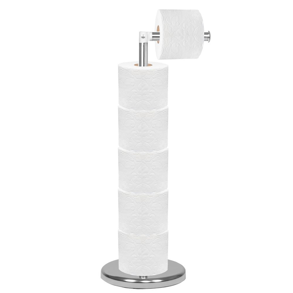 Suport hartie igienica 2 in 1 cu tija mobila, 68.5cm, argintiu