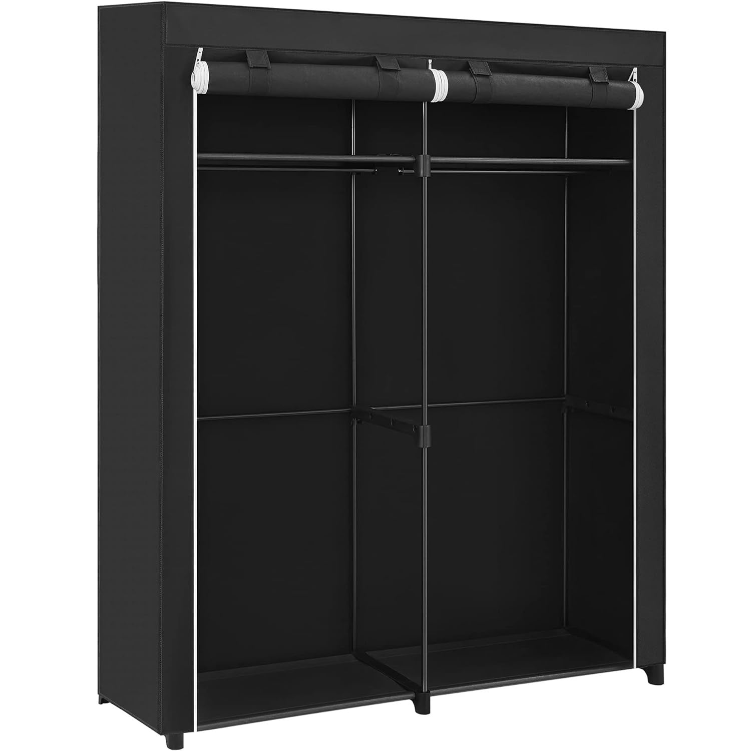 SONGMICS Garderoba pentru depozitarea hainelor, din material textil, cu 2 bare pentru umerase, 43x140x174cm, negru