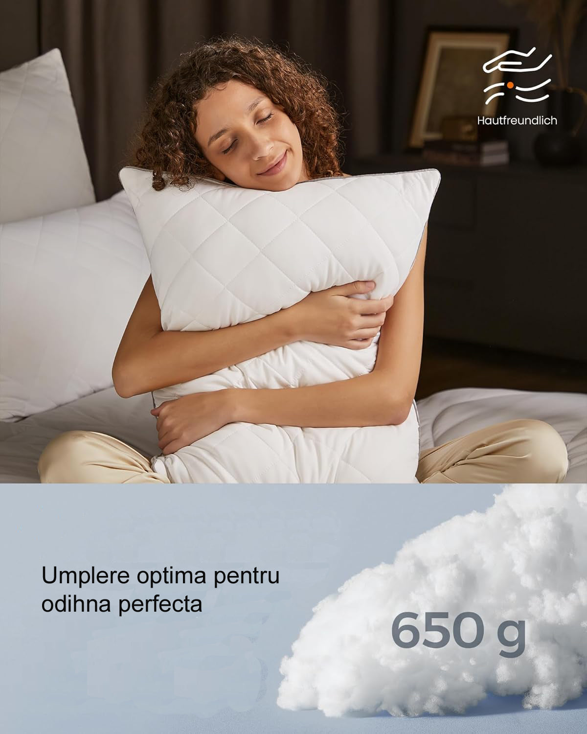 SONGMICS Perna reversibila cu 2 fete pentru iarna sau vara, 40x80 cm, umplutura 650 g, alb