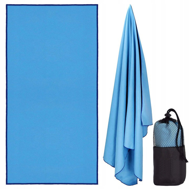 Prosop de plaja cu uscare de rapida, husa de transport, 90x180cm, albastru