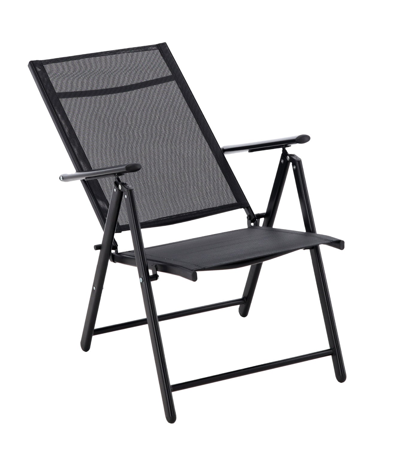 Scaun metalic de gradina, pliant, cu spatar reglabil, din otel, 60x58x100cm, negru
