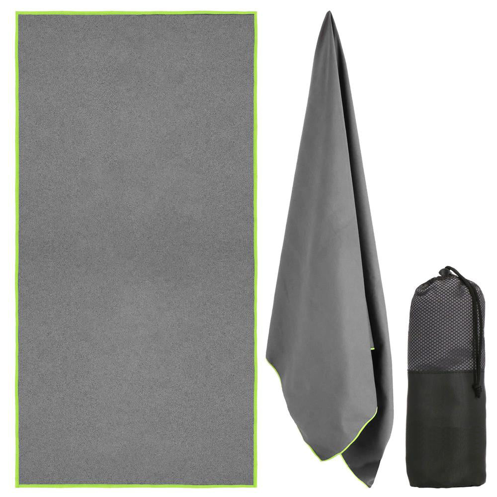 Prosop de plaja cu uscare de rapida, husa de transport, 90x180cm, gri