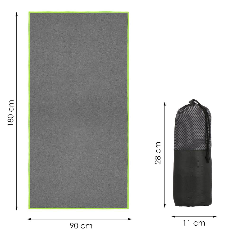 Prosop de plaja cu uscare de rapida, husa de transport, 90x180cm, gri
