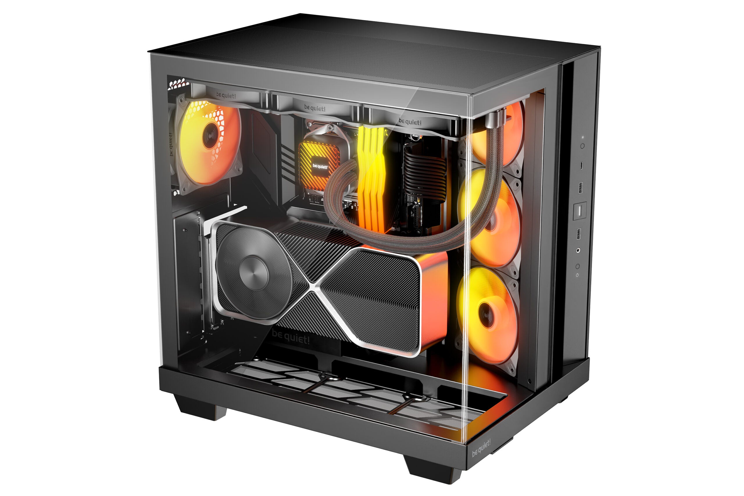 CARCASA be quiet "Light Base 500 LX Black", middle tower, gaming, fara sursa, suporta 10xfan, 4xfan inclus, , USB Type-C x 1, USBx2, audio+mic, 7 sloturi expansiune, negru, "BGW85"