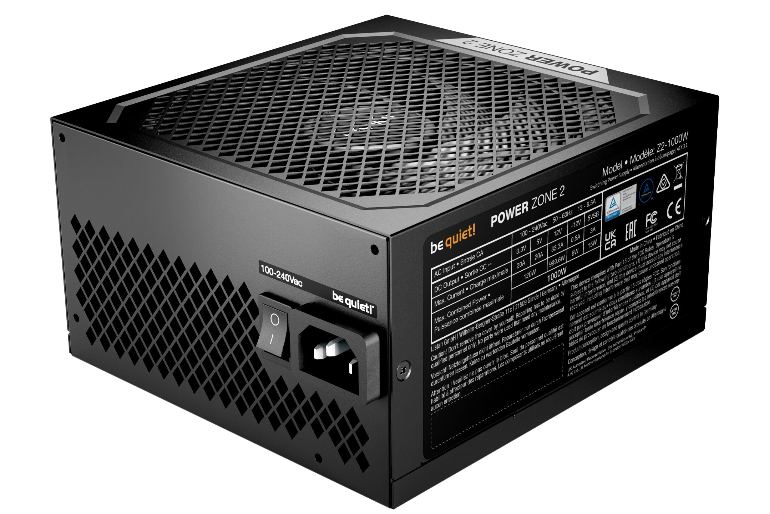 SURSA be quiet "Power Zone 2", 1000W, certificare 80 Plus Platinum, LLC, SR, DC to DC, modular, fan 140mm Pure Wings 3, negru, "BP008EU"