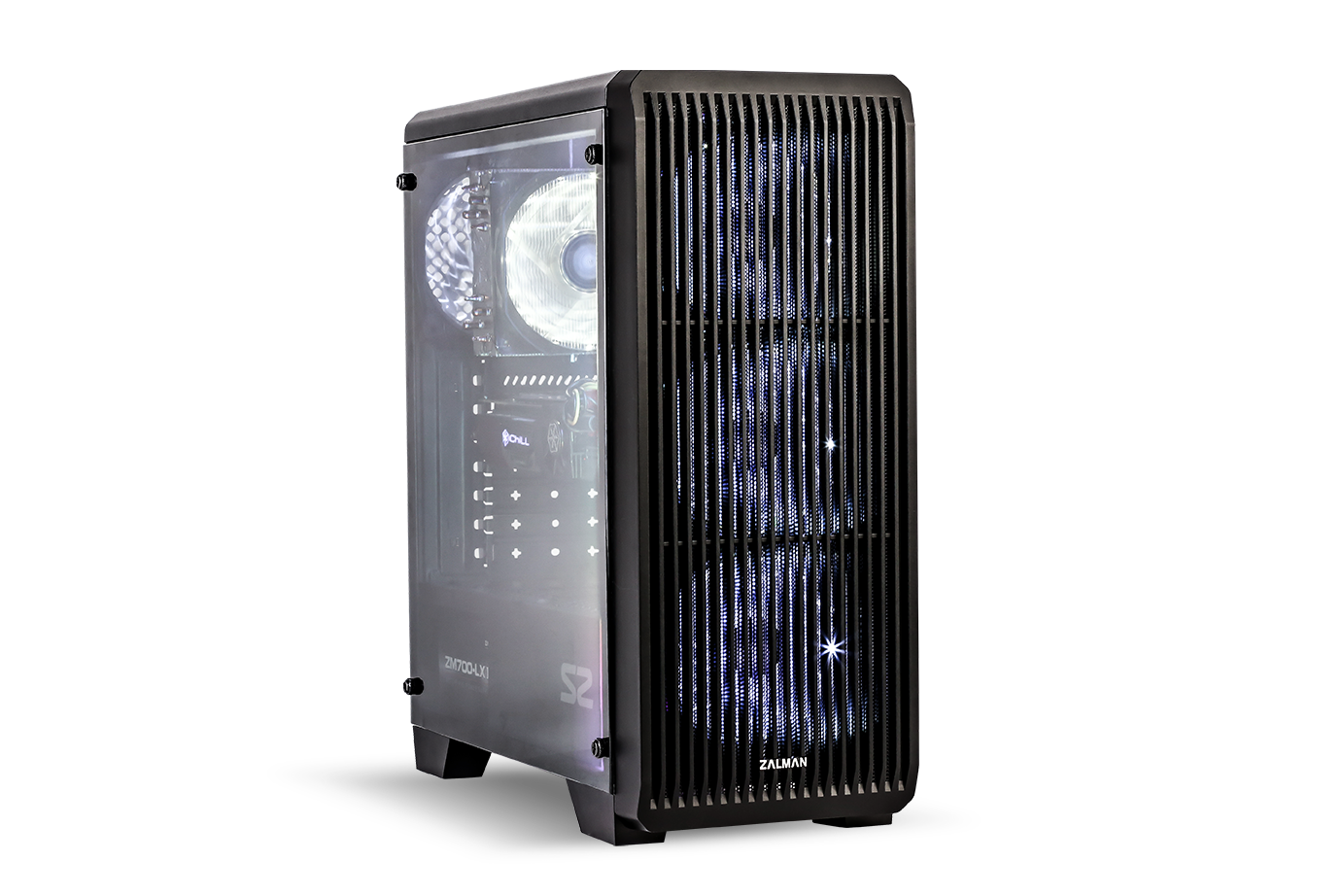 CARCASA Zalman "S2", middle tower, gaming, fara sursa, suporta 8xfan, 1xfan inclus, PSU shroud, USB 3.1 gen1 x 1, USB 2.0 x 2, audio+mic, 7 sloturi expansiune, negru, "S2"