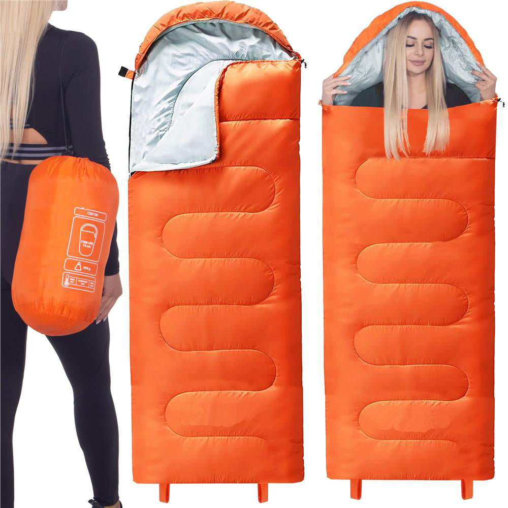 Sac de dormit tip mumie, cu geanta de transport, 175x73cm, 8-20grade, portocaliu