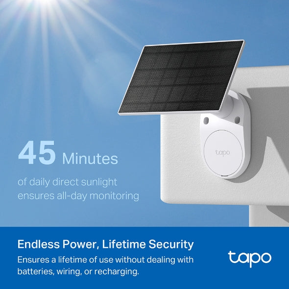 CAMERA IP Exterior cu acumulatori TP-LINK, include panou solar alimentare,IP66, dist. IR 15 m, lentila fixa 3.15 mm,3 Mpx rez 2K, RJ-45+wireless, mic, plastic, "Tapo C410 KIT"