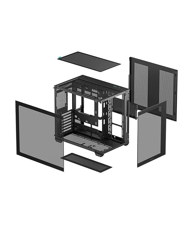 CARCASA DeepCool "CG530", middle tower, gaming, fara sursa, suporta 14xfan, , PSU shroud, USB 2.0 x 1, USB 3.2 gen1 x 2, audio+mic, 7 sloturi expansiune, negru, "R-CG530-BKNDA0-G-1"
