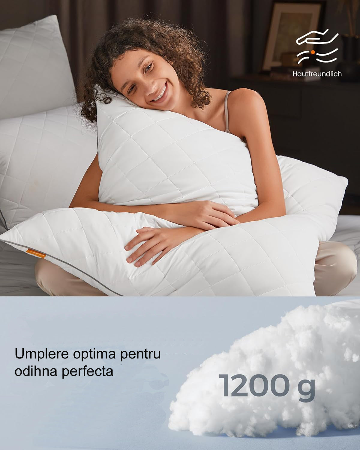 SONGMICS Set de 2 perne reversibile cu 2 fete pentru iarna sau vara, 80x80 cm, umplutura 1200 g, alb