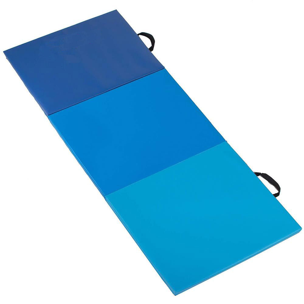 Saltea fitness groasa pentru antrenamente gimnastica, pliabila, 180x60x5,5cm, albastru